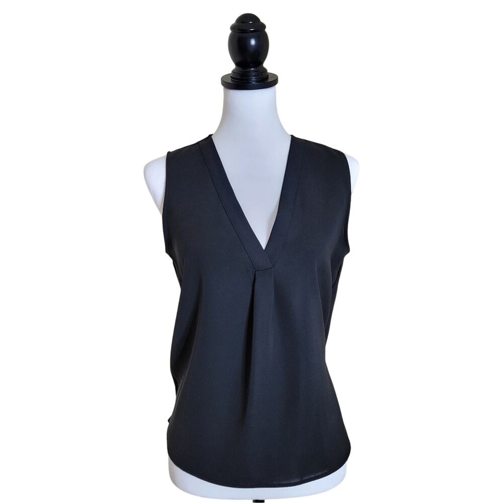 ZARA Flowy Blouse Top, Size Small, Black Chiffon Business Casual Camisole Vneck